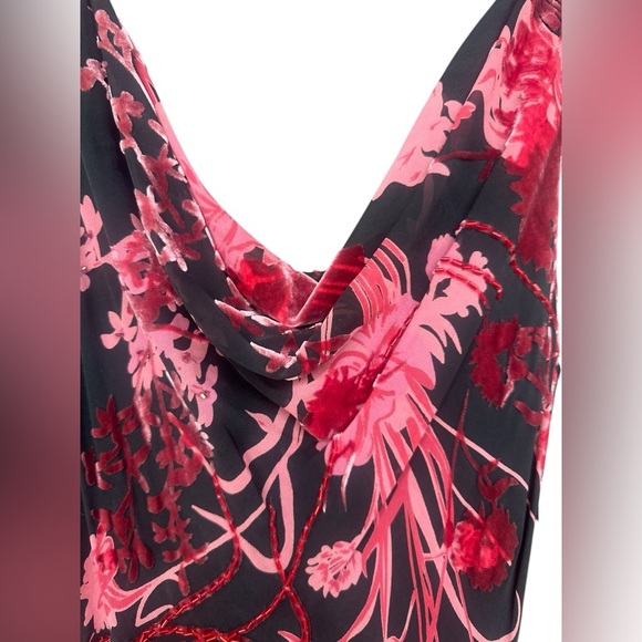 Vintage 90s Alex Evenings Mock Neck Summer Dress Size 14 Fairy Floral Beaded NWT - Picture 4 of 8